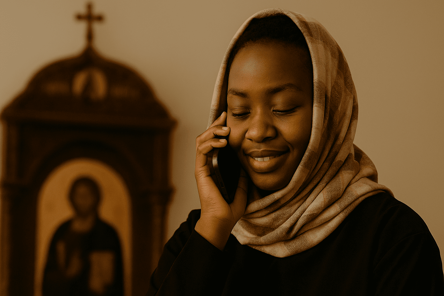 Frau kontaktiert die serbisch-orthodoxe Kirche in Feldkirch per Telefon